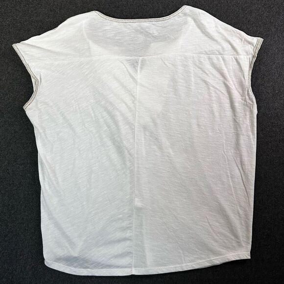 White House Black Market Draped Metallic Embellished Split Neck Knit Top Womens - Picture 4 of 10